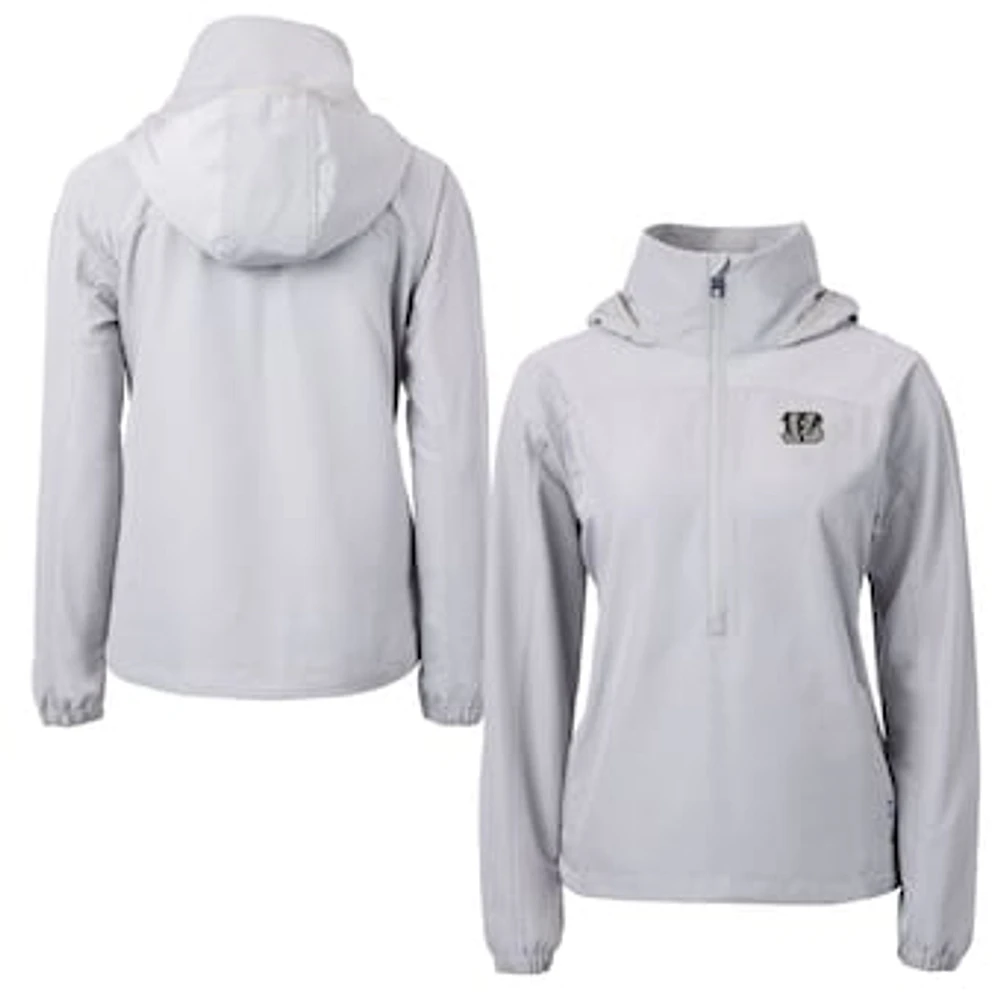 Women's Cutter & Buck Gray Cincinnati Bengals Charter Eco Recycled Half-Zip Hoodie Anorak Jacket
