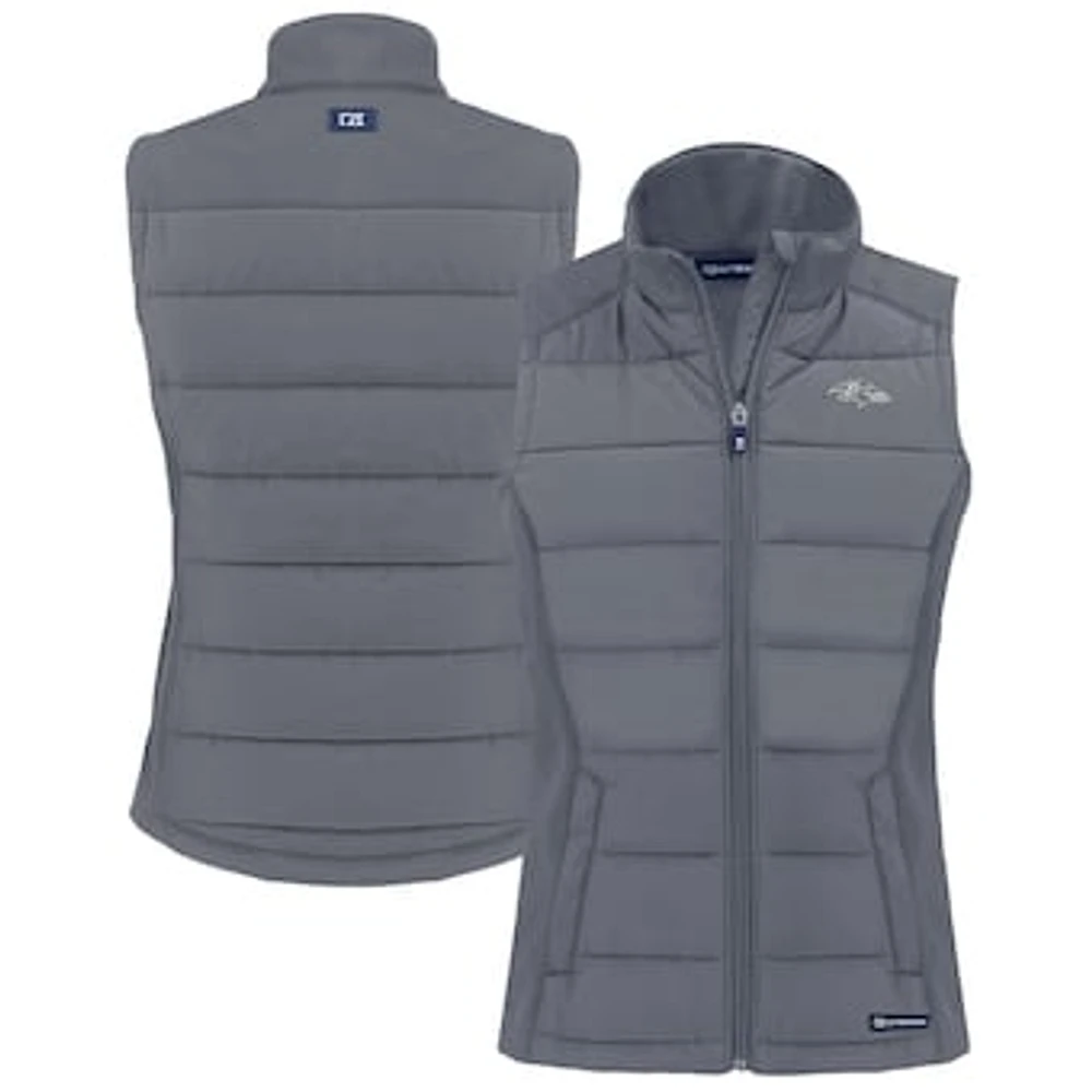 Women's Cutter & Buck Gray Baltimore Ravens Evoke Hybrid Eco Softshell Recycled Full-Zip Vest