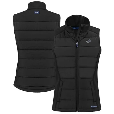 Women's Cutter & Buck Detroit Lions Evoke Hybrid Eco Softshell Recycled Full-Zip Vest