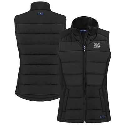 Women's Cutter & Buck Black Cincinnati Bengals Evoke Hybrid Eco Softshell Recycled Full-Zip Vest