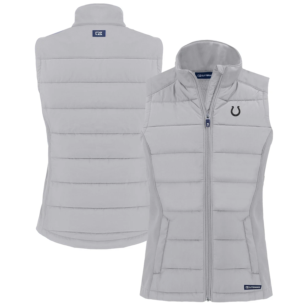 Women's Cutter & Buck Gray Indianapolis Colts Evoke Hybrid Eco Softshell Recycled Full-Zip Vest