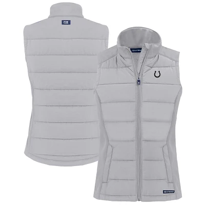 Women's Cutter & Buck Gray Indianapolis Colts Evoke Hybrid Eco Softshell Recycled Full-Zip Vest