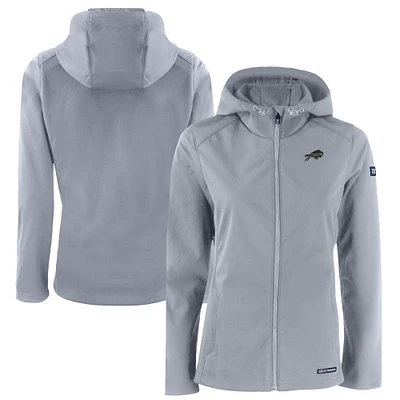 Women's Cutter & Buck Gray Buffalo Bills Evoke Eco Softshell Recycled Full-Zip Hoodie Jacket