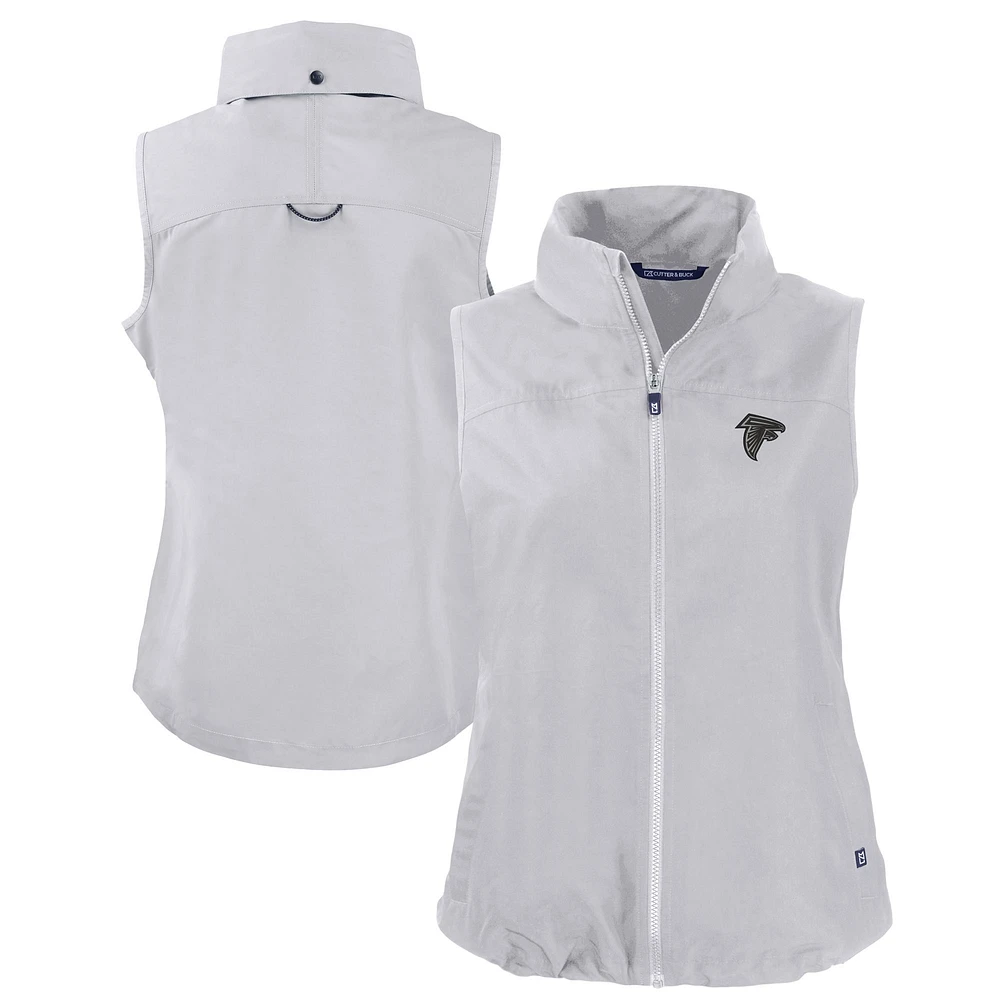 Women's Cutter & Buck Gray Atlanta Falcons Charter Eco Recycled Full-Zip Hoodie Vest