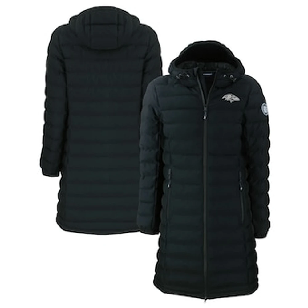 Women's Cutter & Buck Black Baltimore Ravens Mission Ridge Repreve Eco Insulated Full-Zip Hoodie Long Puffer Jacket