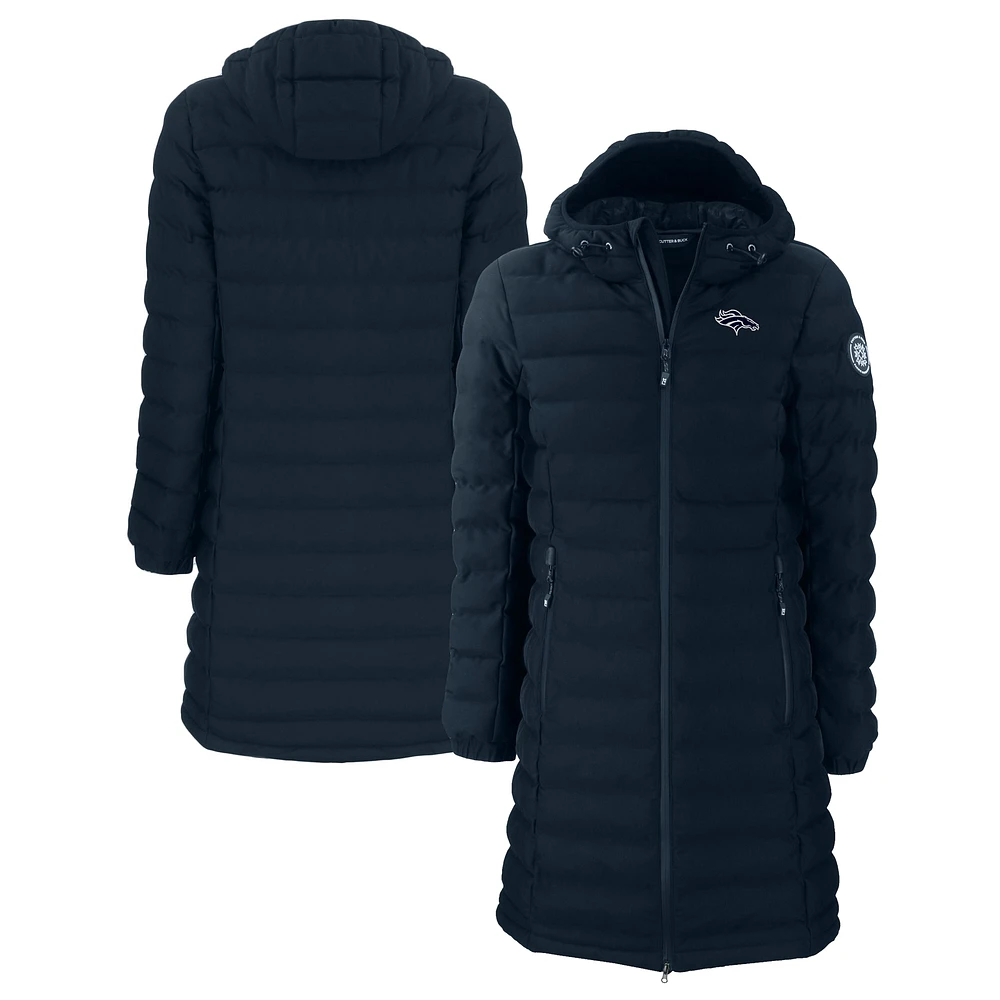 Women's Cutter & Buck Navy Denver Broncos Mission Ridge Repreve Eco Insulated Full-Zip Hoodie Long Puffer Jacket