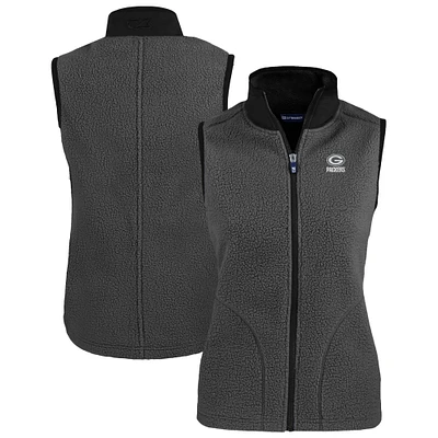 Women's Cutter & Buck Gray Green Bay Packers Cascade Eco Sherpa Fleece Full-Zip Vest