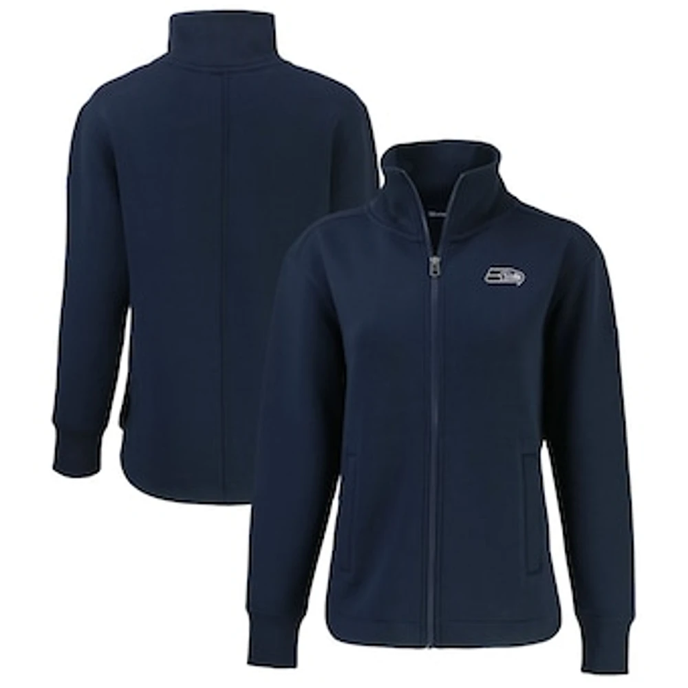 Women's Cutter & Buck College Navy Seattle Seahawks Roam Eco Full-Zip Tri-Blend Recycled Jacket