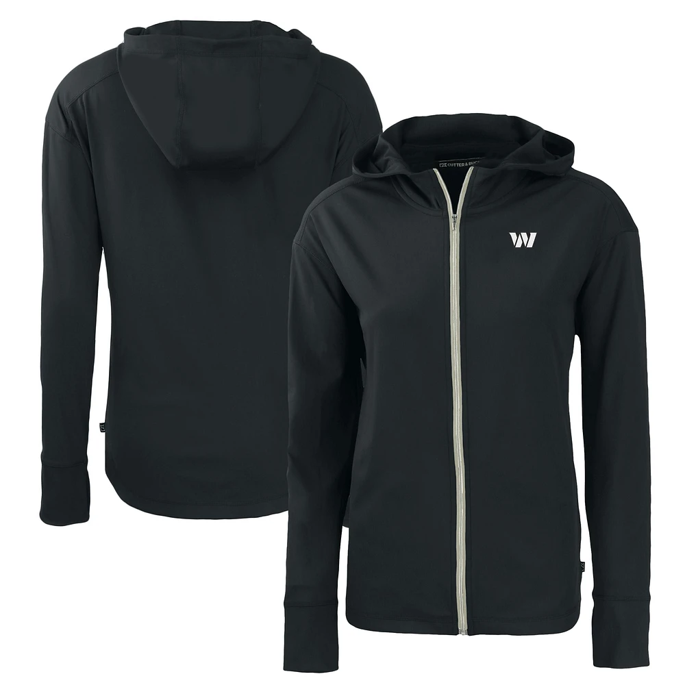 Women's Cutter & Buck Black Washington Commanders Daybreak Eco Recycled Full-Zip Hoodie