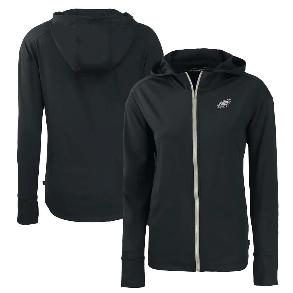 Women's Cutter & Buck Black Philadelphia Eagles Daybreak Eco Recycled Full-Zip Hoodie