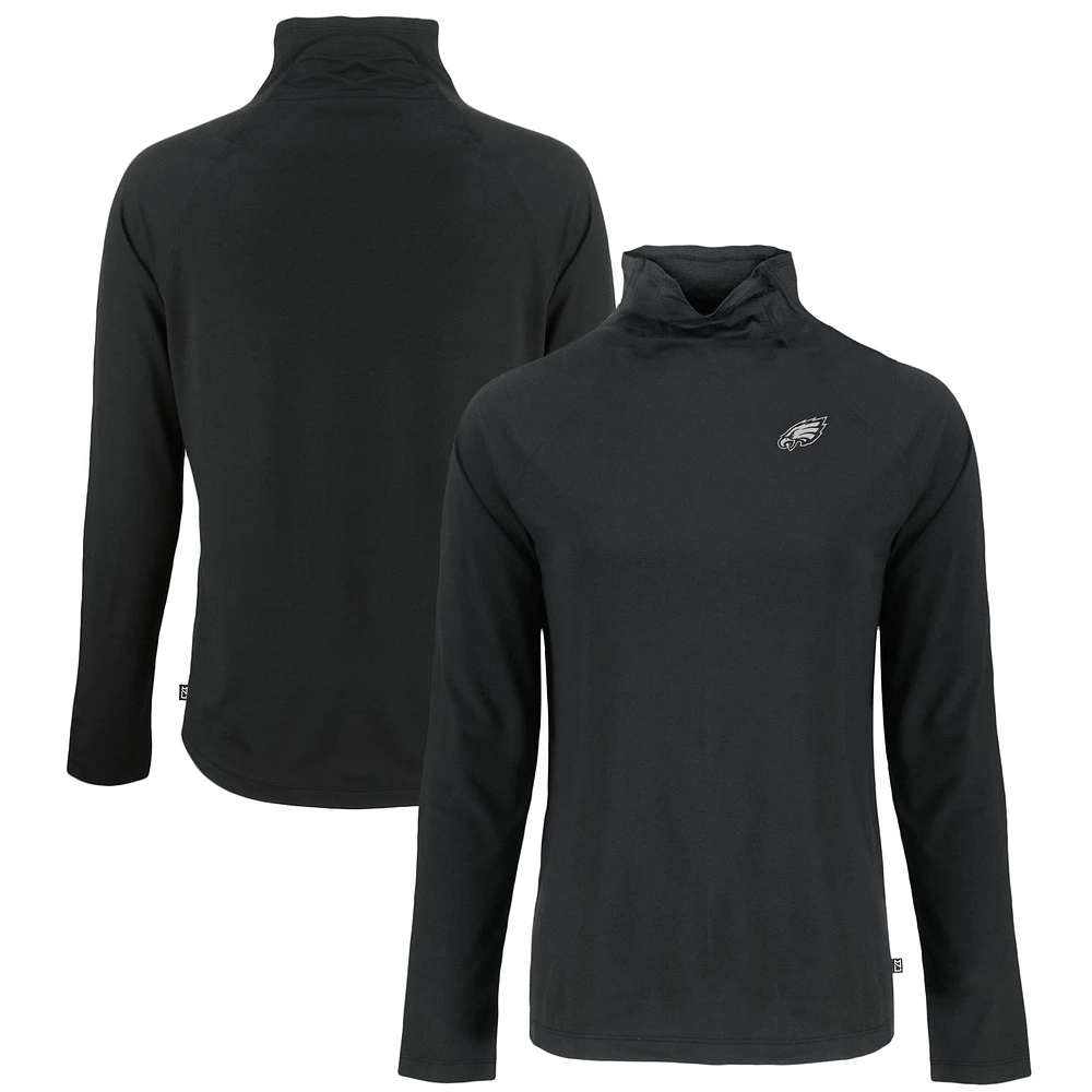 Women's Cutter & Buck Black Philadelphia Eagles Coastline Epic Comfort Eco Recycled Funnel Neck Pullover Sweatshirt