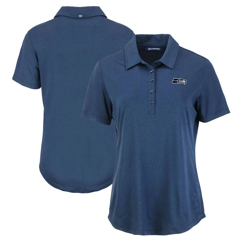 Women's Cutter & Buck Navy Seattle Seahawks Coastline Epic Comfort Eco Recycled Polo