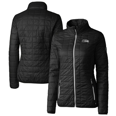Women's Cutter & Buck Black Seattle Seahawks Rainier PrimaLoft Eco Insulated Full-Zip Puffer Jacket