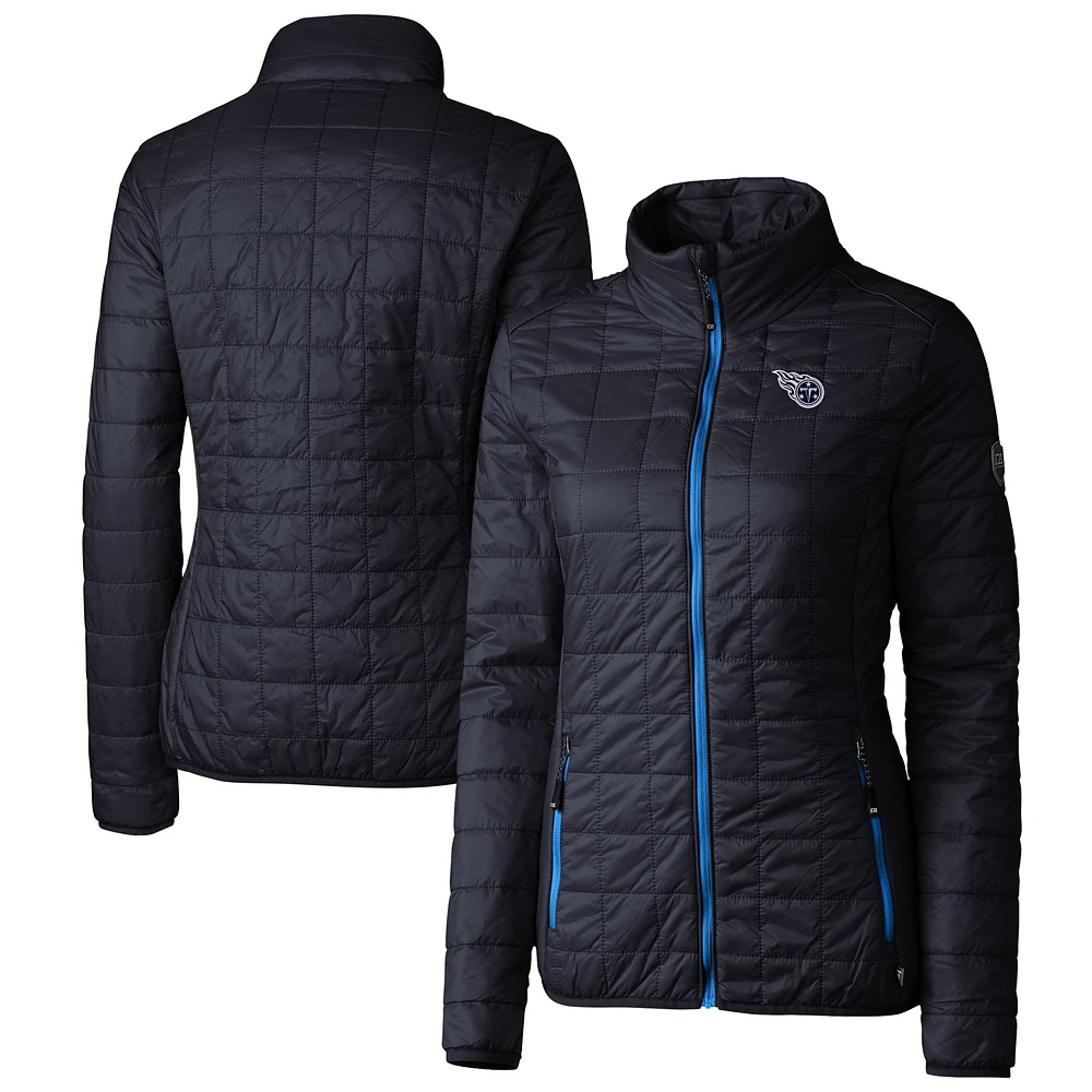Women's Cutter & Buck Navy Tennessee Titans Rainier PrimaLoft Eco Insulated Full-Zip Puffer Jacket