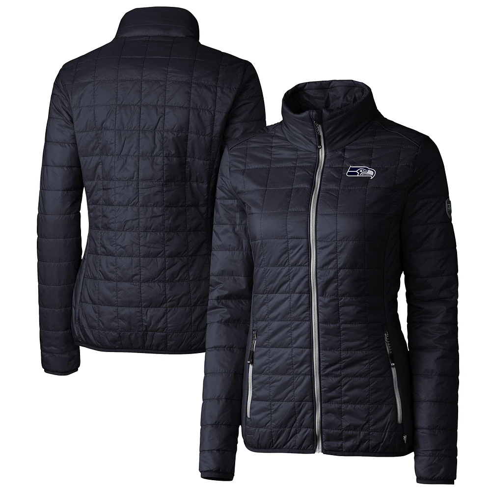 Women's Cutter & Buck College Navy Seattle Seahawks Rainier PrimaLoft Eco Insulated Full-Zip Puffer Jacket