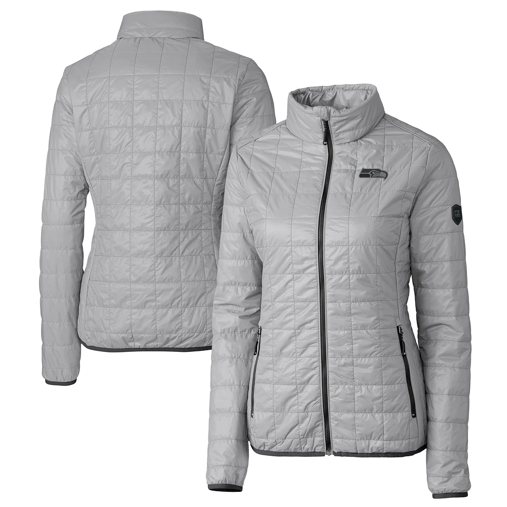 Women's Cutter & Buck Gray Seattle Seahawks Rainier PrimaLoft Eco Insulated Full-Zip Puffer Jacket