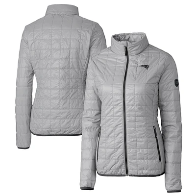 Women's Cutter & Buck Gray New England Patriots Rainier PrimaLoft Eco Insulated Full-Zip Puffer Jacket