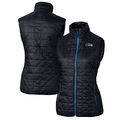 Women's Cutter & Buck College Navy Seattle Seahawks Rainier PrimaLoft Eco Insulated Full-Zip Puffer Vest