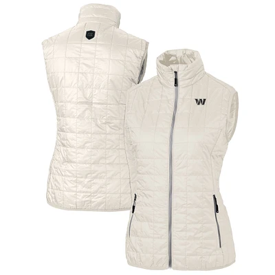 Women's Cutter & Buck Cream Washington Commanders Rainier PrimaLoft Eco Insulated Full-Zip Puffer Vest
