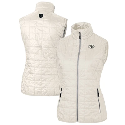 Women's Cutter & Buck Cream San Francisco 49ers Rainier PrimaLoft Eco Insulated Full-Zip Puffer Vest