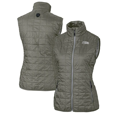 Women's Cutter & Buck Heather Gray Seattle Seahawks Rainier PrimaLoft Eco Insulated Full-Zip Puffer Vest