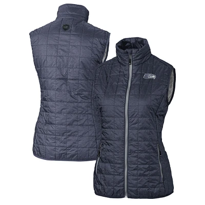 Women's Cutter & Buck Anthracite Seattle Seahawks Rainier PrimaLoft Eco Insulated Full-Zip Puffer Vest