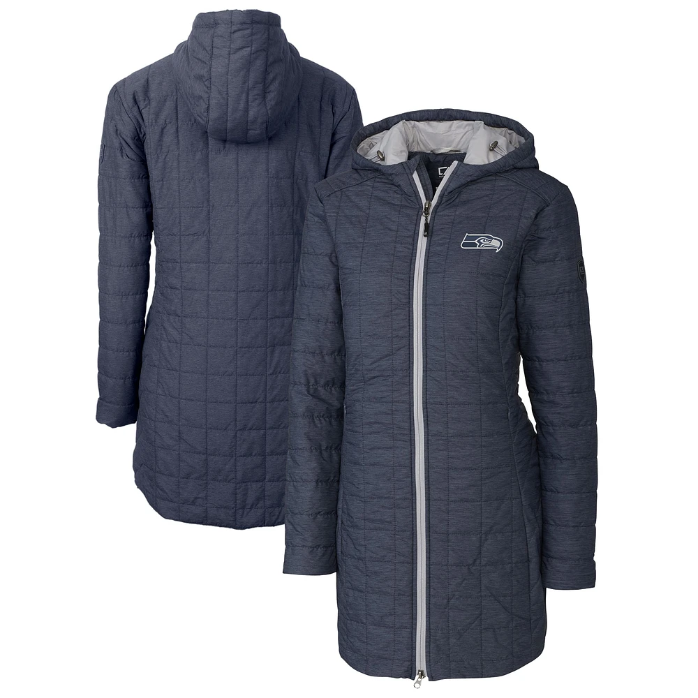 Women's Cutter & Buck College Navy Seattle Seahawks Rainier PrimaLoft® Eco Insulated Full-Zip Hoodie Long Coat