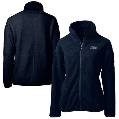 Women's Cutter & Buck College Navy Seattle Seahawks Cascade Eco Sherpa Fleece Full-Zip Jacket