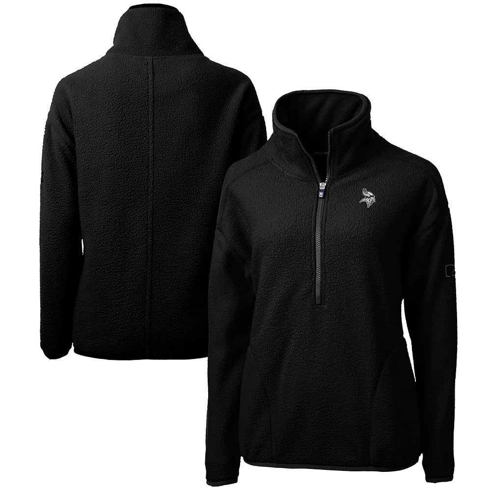 Women's Cutter & Buck Black Minnesota Vikings Cascade Eco Sherpa Fleece Half-Zip Jacket