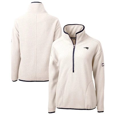 Women's Cutter & Buck Oatmeal New England Patriots Cascade Eco Sherpa Fleece Half-Zip Jacket