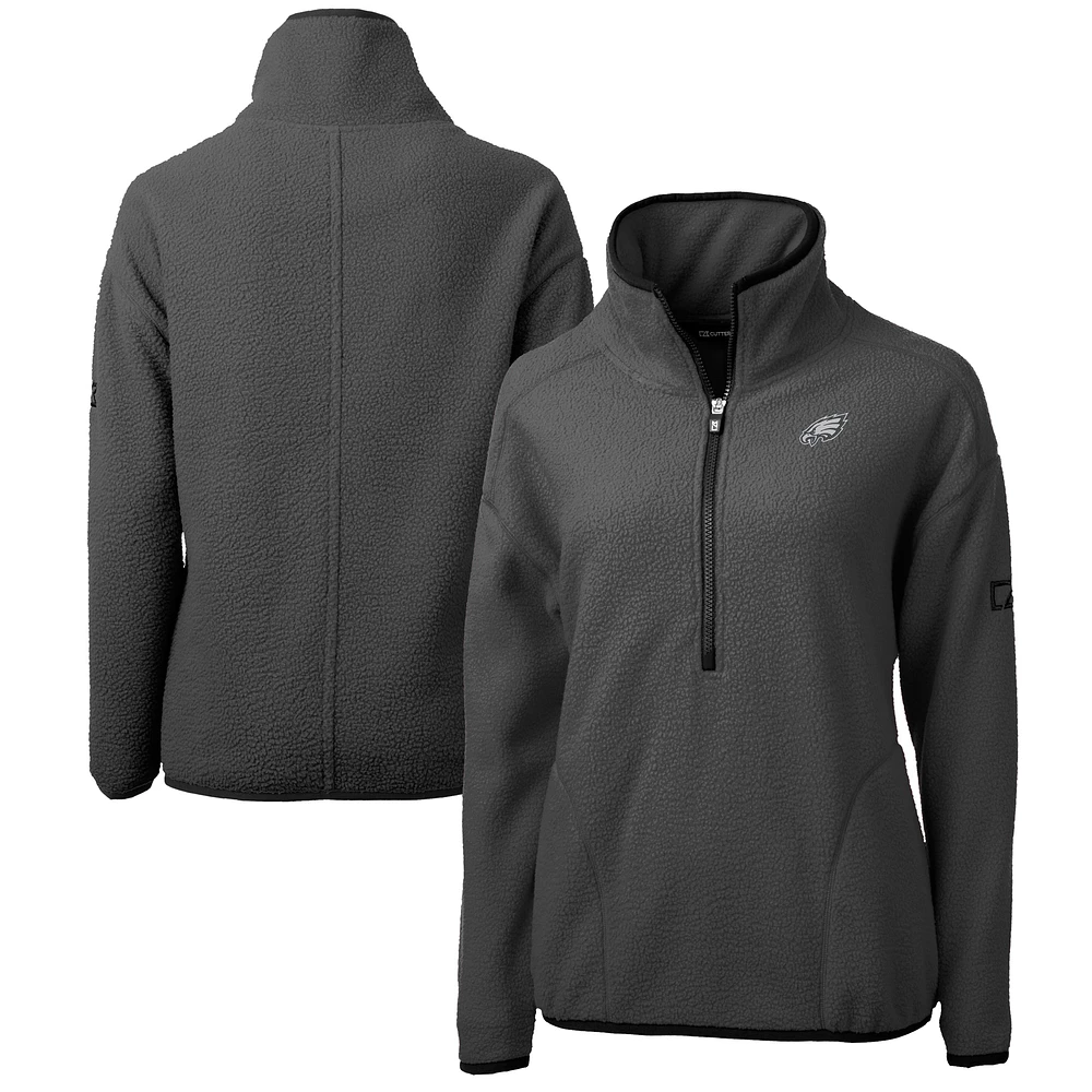Women's Cutter & Buck Gray Philadelphia Eagles Cascade Eco Sherpa Fleece Half-Zip Jacket