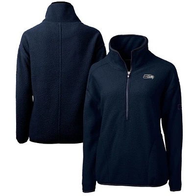 Women's Cutter & Buck College Navy Seattle Seahawks Cascade Eco Sherpa Fleece Half-Zip Jacket