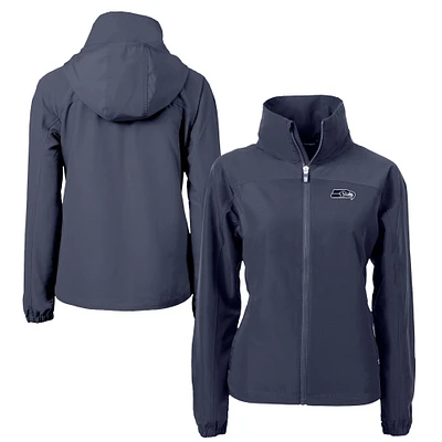 Women's Cutter & Buck College Navy Seattle Seahawks Charter Eco Recycled Full-Zip Hoodie Jacket