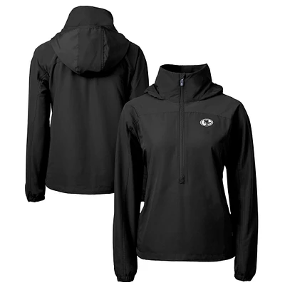 Women's Cutter & Buck Black San Francisco 49ers Charter Eco Recycled Half-Zip Hoodie Anorak Jacket