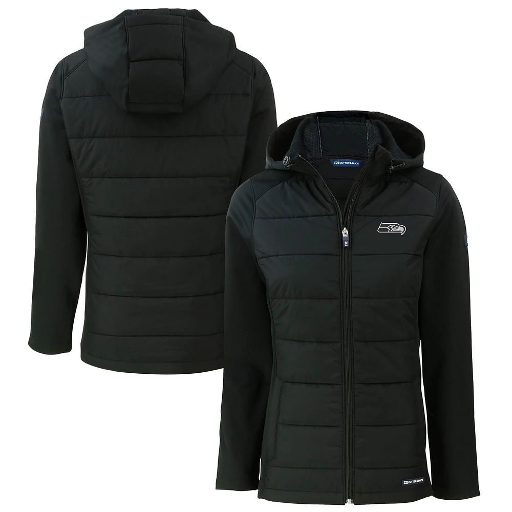 Women's Cutter & Buck Seattle Seahawks Evoke Hybrid Eco Softshell Recycled Full-Zip Hoodie Jacket