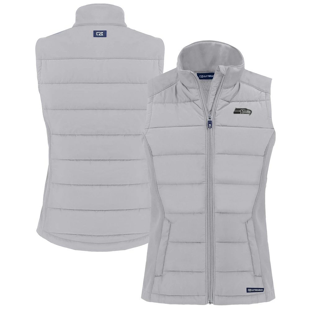 Women's Cutter & Buck Gray Seattle Seahawks Evoke Hybrid Eco Softshell Recycled Full-Zip Vest