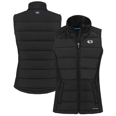 Women's Cutter & Buck Black San Francisco 49ers Evoke Hybrid Eco Softshell Recycled Full-Zip Vest