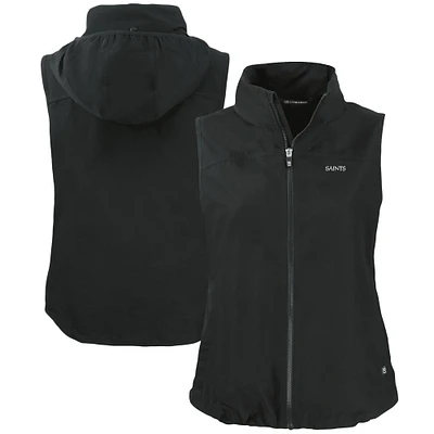 Women's Cutter & Buck Black New Orleans Saints Charter Eco Recycled Full-Zip Hoodie Vest