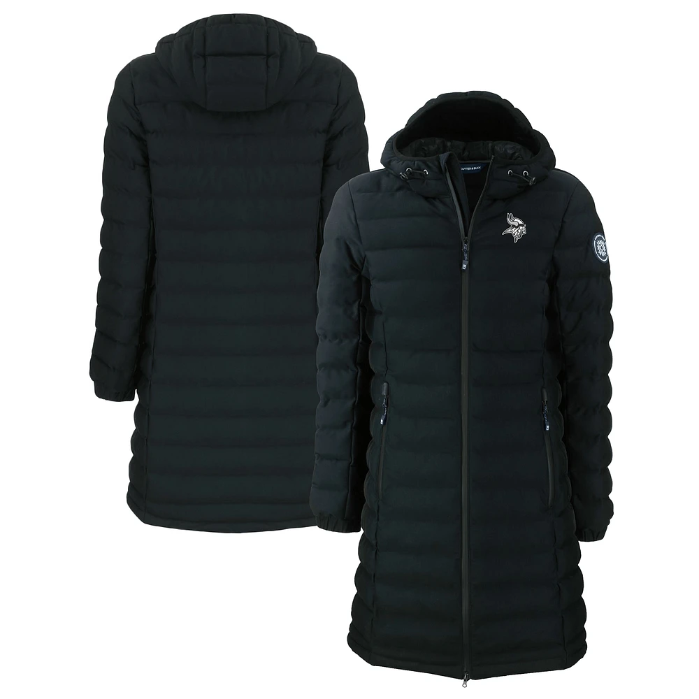 Women's Cutter & Buck Black Minnesota Vikings Mission Ridge Repreve Eco Insulated Full-Zip Hoodie Long Puffer Jacket