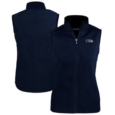 Women's Cutter & Buck Navy Seattle Seahawks Cascade Eco Sherpa Fleece Full-Zip Vest