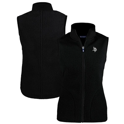Women's Cutter & Buck Black Minnesota Vikings Cascade Eco Sherpa Fleece Full-Zip Vest