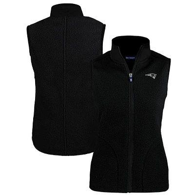 Women's Cutter & Buck Black New England Patriots Cascade Eco Sherpa Fleece Full-Zip Vest