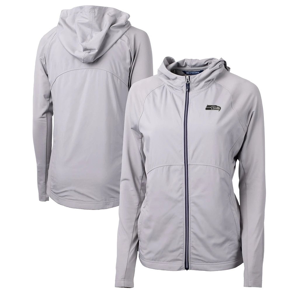 Women's Cutter & Buck Gray Seattle Seahawks Adapt Eco Knit Hybrid Recycled Full-Zip Jacket