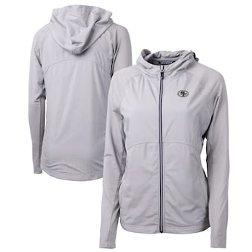 Women's Cutter & Buck Gray San Francisco 49ers Adapt Eco Knit Hybrid Recycled Full-Zip Jacket