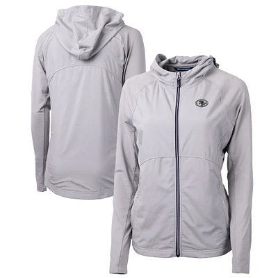 Women's Cutter & Buck Gray San Francisco 49ers Adapt Eco Knit Hybrid Recycled Full-Zip Jacket