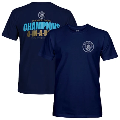 Men's 1863FC Navy Manchester City Four-Time Consecutive Premier League Champions Lockup T-Shirt