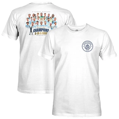 Men's 1863FC White Manchester City Four-Time Consecutive Premier League Champions Squad T-Shirt