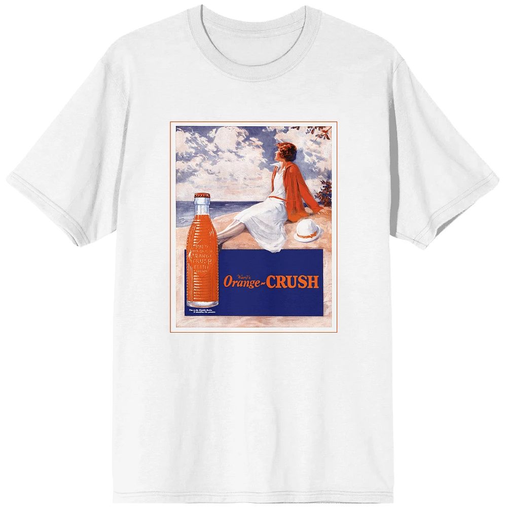 Men's White Orange Crush Woman On A Seashore T-Shirt