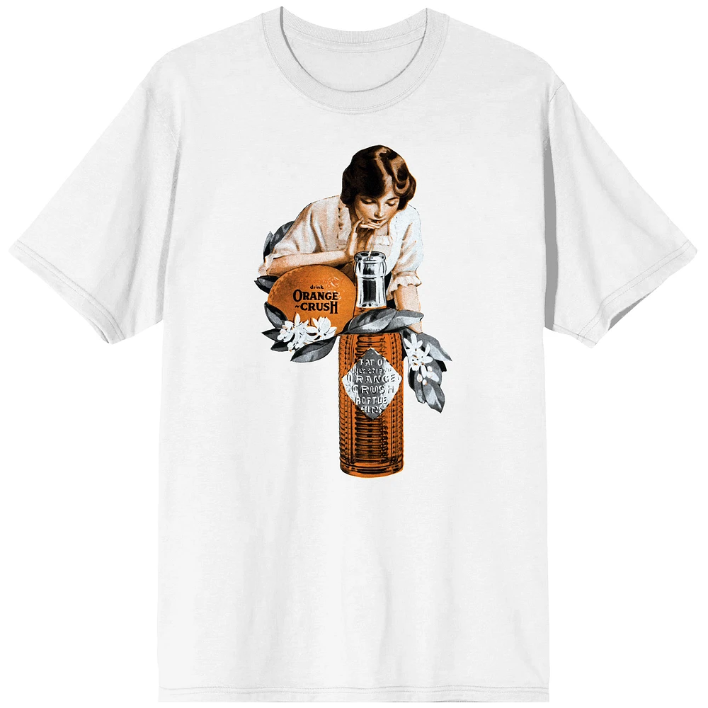 Men's White Orange Crush Glass Bottle Straw T-Shirt