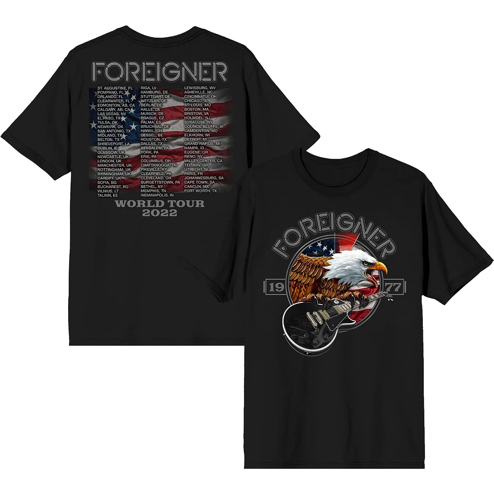 Men's Black Foreigner World Tour 2022 T-Shirt